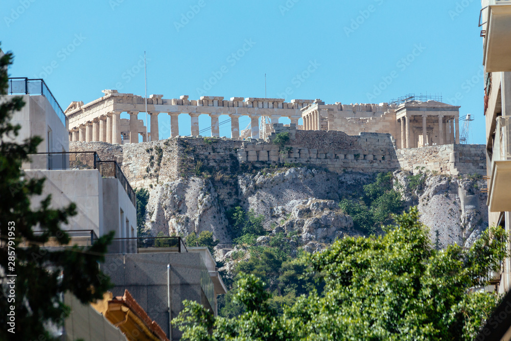 View of acropolis from the Streets of Athens