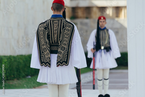 Presidential Guard of Greece standing - blurred face