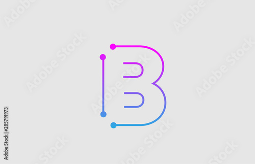 alphabet letter B logo design with colors pink and blue © dragomirescu