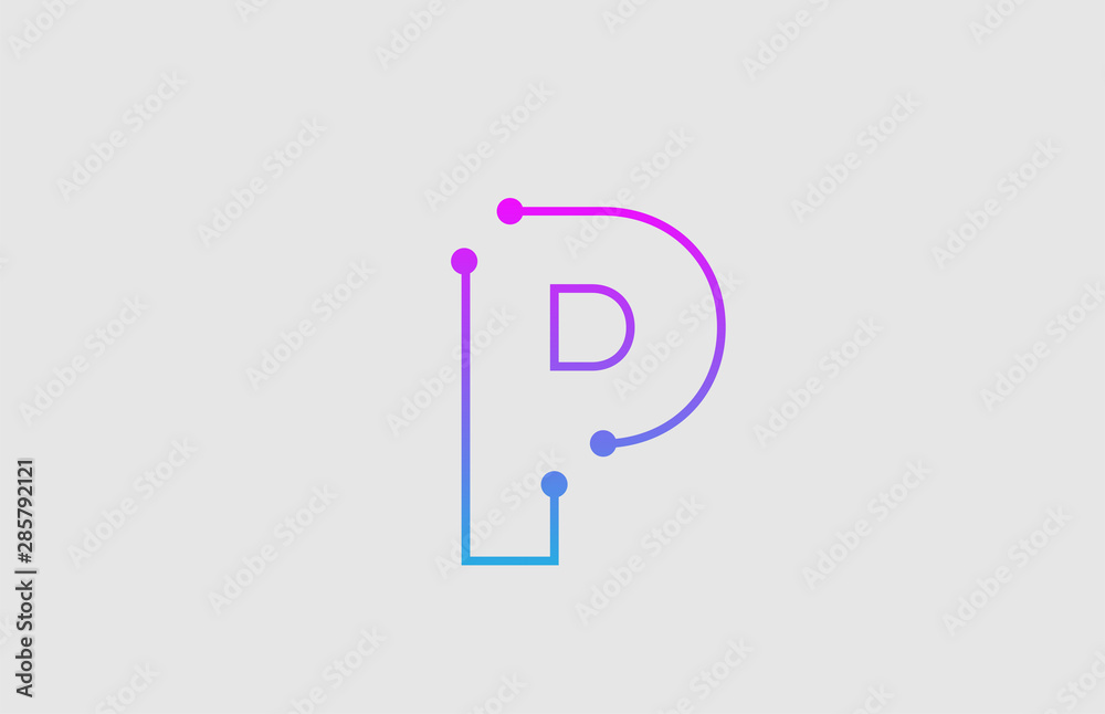 alphabet letter P logo design with colors pink and blue alphabet letter P logo design with colors pink and blue