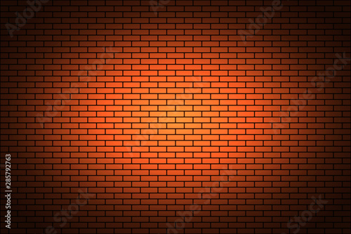 Illuminated texture of the brickwork design. Vector background