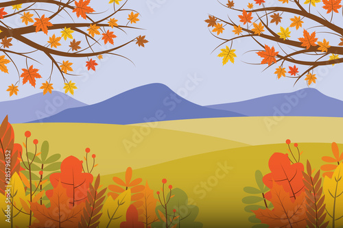 autumn scenery vector illustration