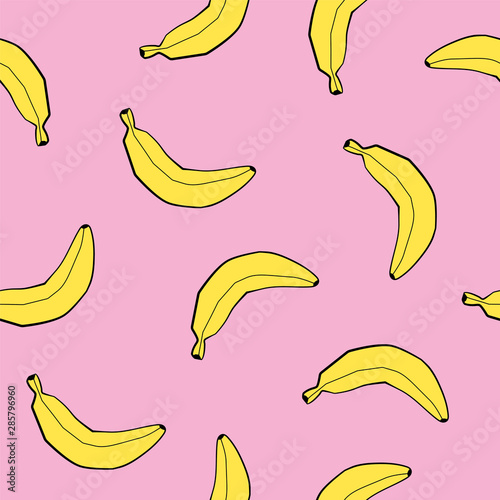 Pattern with bananas. Vector cute fruits seamless background