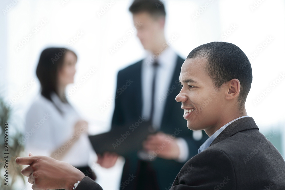 concept of purpose confident businessman pointing forward concept of purpose confident businessman pointing forward