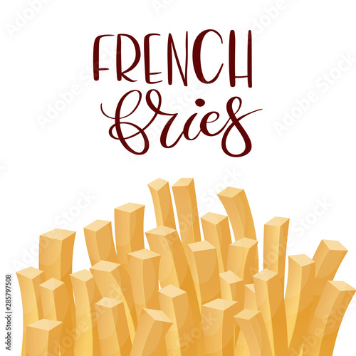 French fries. Roasted potato chips in deep fat fry oil potatoes. Fast food. Vector.