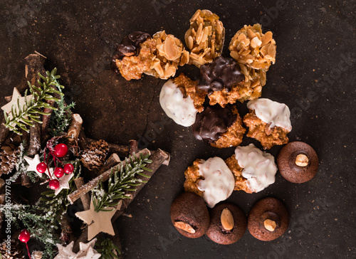 Christmas almond cookies, top view