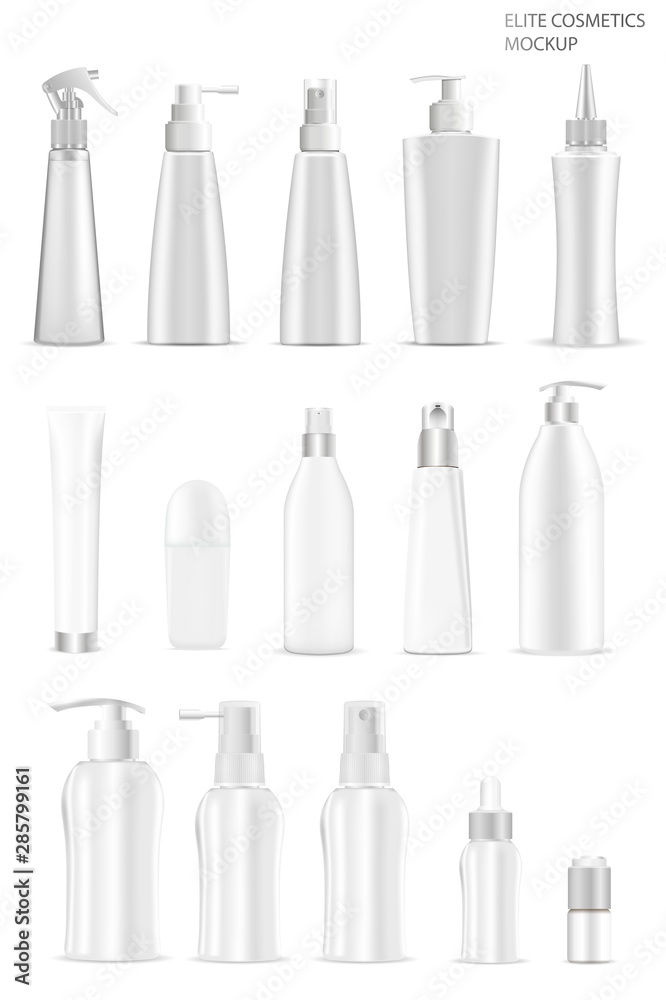 Cosmetic Bottle. Vector Container blank for Lotion, Shampoo, Cream Beauty Care. Dispenser Pump, Spray Set. 3d Design of White Plastic Package. Realistic Medical Bottle Isolated on Background. Spa Jar Cosmetic Bottle. Vector Container blank for Lotion, Shampoo, Cream Beauty Care. Dispenser Pump, Spray Set. 3d Design of White Plastic Package. Realistic Medical Bottle Isolated on Background. Spa Jar
