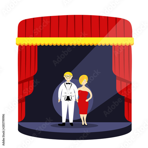 Stage podium with lighting