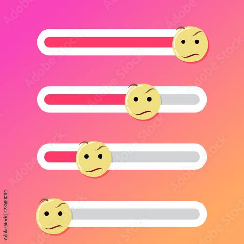 Doubt smile slider bar for stories in social network