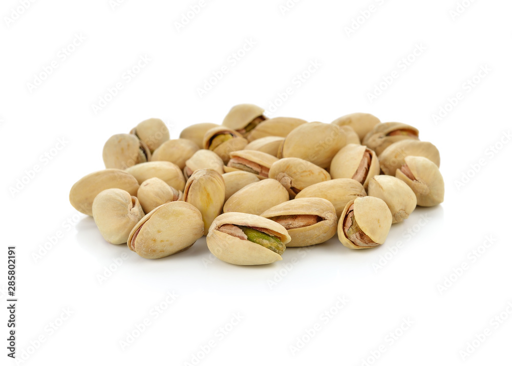 Pistachio nuts. Isolated on a white background.