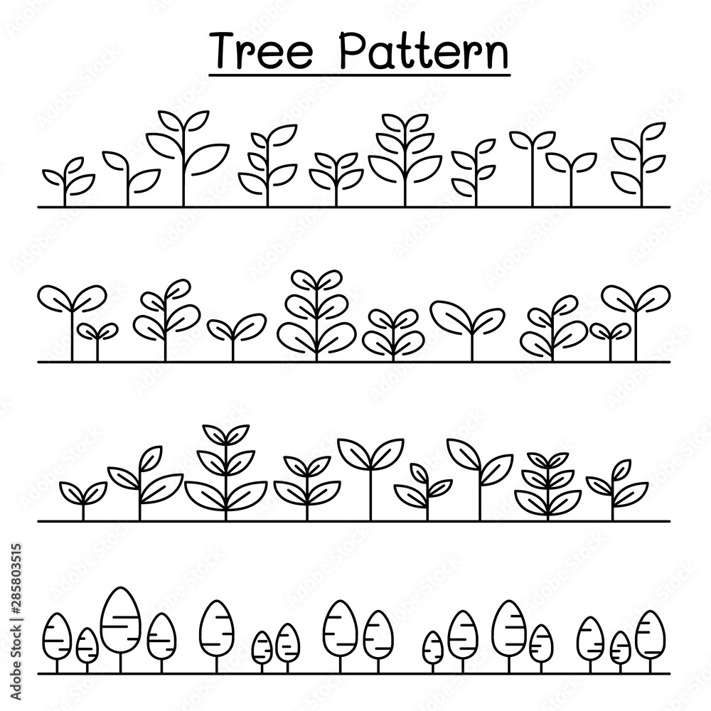 Little Tree pattern Landscape , shrub background vector llustration graphic design
