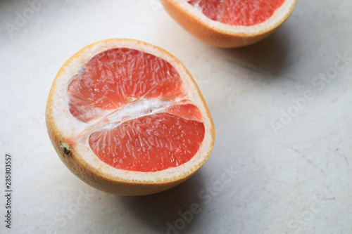 Grapefruit is cut in half