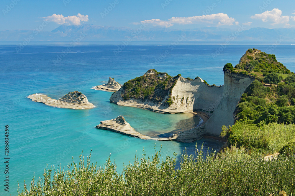 Lehmklippen von Kap Drastis - Korfu - obrazy, fototapety, plakaty 