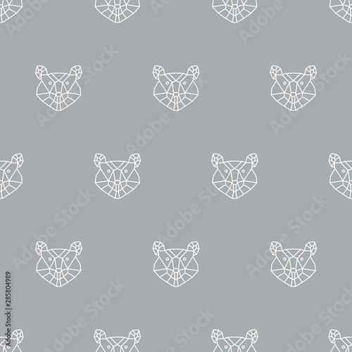 Seamless tribal vector pattern with polar bears. Background with grizzly faces