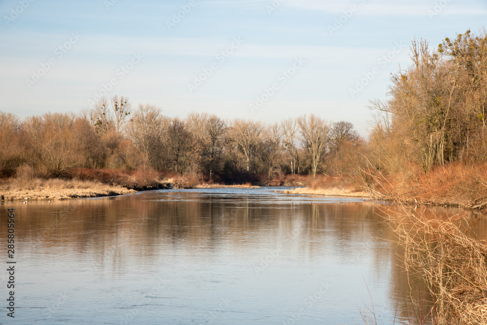 Odra river near Bohumin town on czech-polish borders