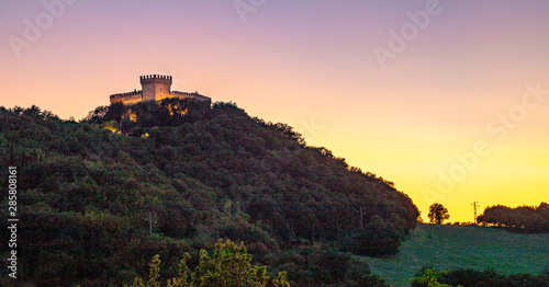 Gradara, Italy, the castle at sunset. Picturesque picture