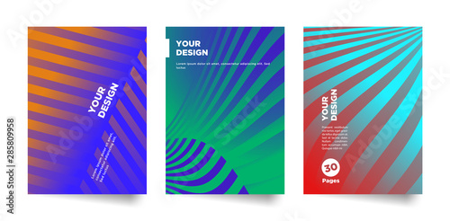 Abstract colorful vibrant geometric stripes cover template collection