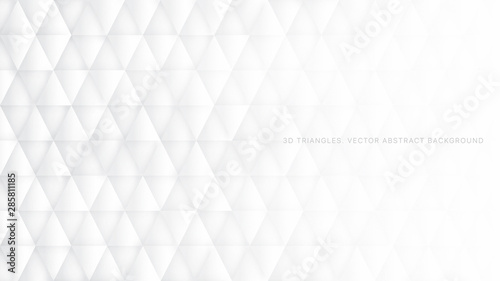 Conceptual 3D Vector Triangles Technologic White Abstract Background. Science Technology Triangular Structure Light Wallpaper. Three Dimensional Tech Clear Blank Subtle Textured Backdrop