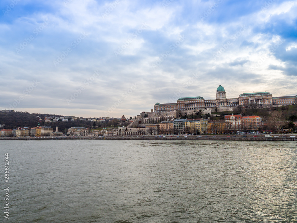 Budapest, Hungary - Mar 9th 2019: Buda Castle is the historical castle and palace complex of the Hungarian kings in Budapest. 