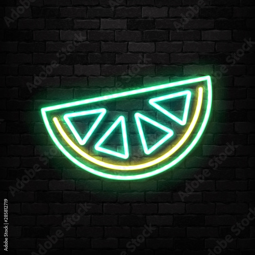 Vector realistic isolated neon sign of Lime logo for template decoration and invitation covering on the wall background.