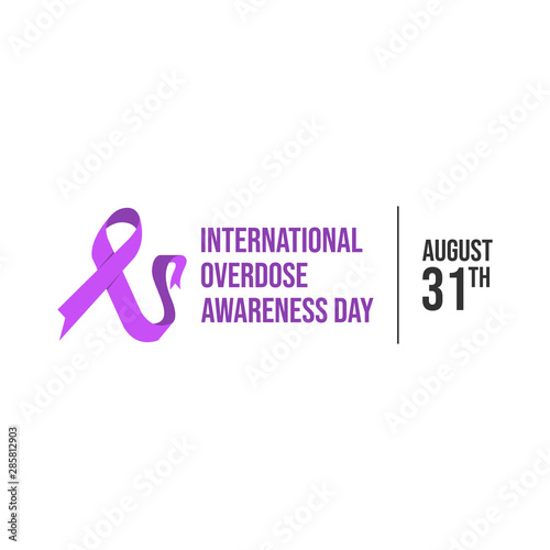Drug overdose awareness day purple ribbon vector illustration