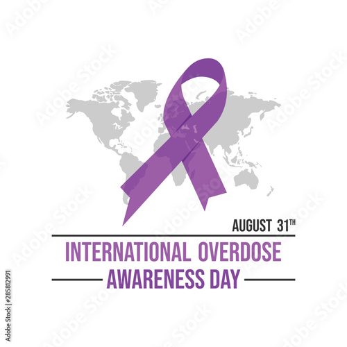 Drug overdose awareness day purple ribbon vector illustration