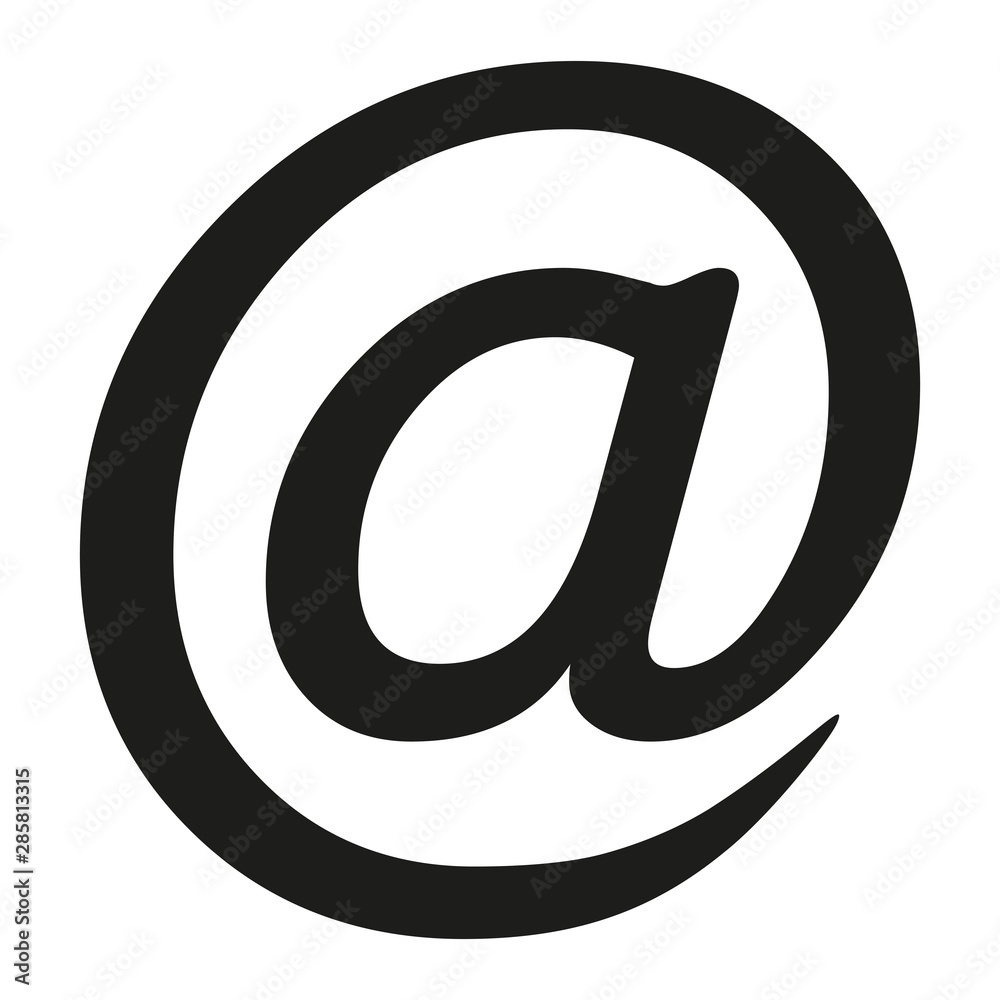 Black email at sign icon isolated on white background Black email at sign icon isolated on white background