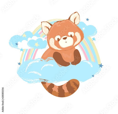 Hand drawn cute red panda vector illustration