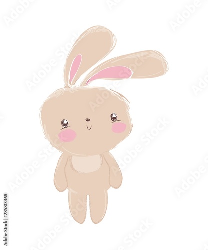 Hand Drawn Cute Bunny vector illustration, Design print for children t-shirt