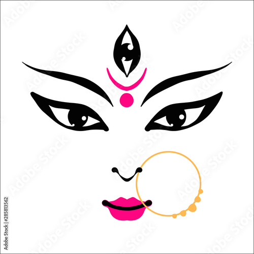 Kali Goddess in Hinduism, her face on white background