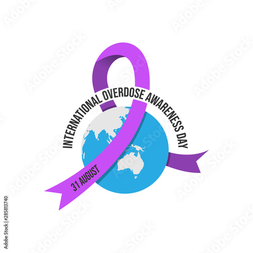 Drug overdose awareness day purple ribbon vector illustration