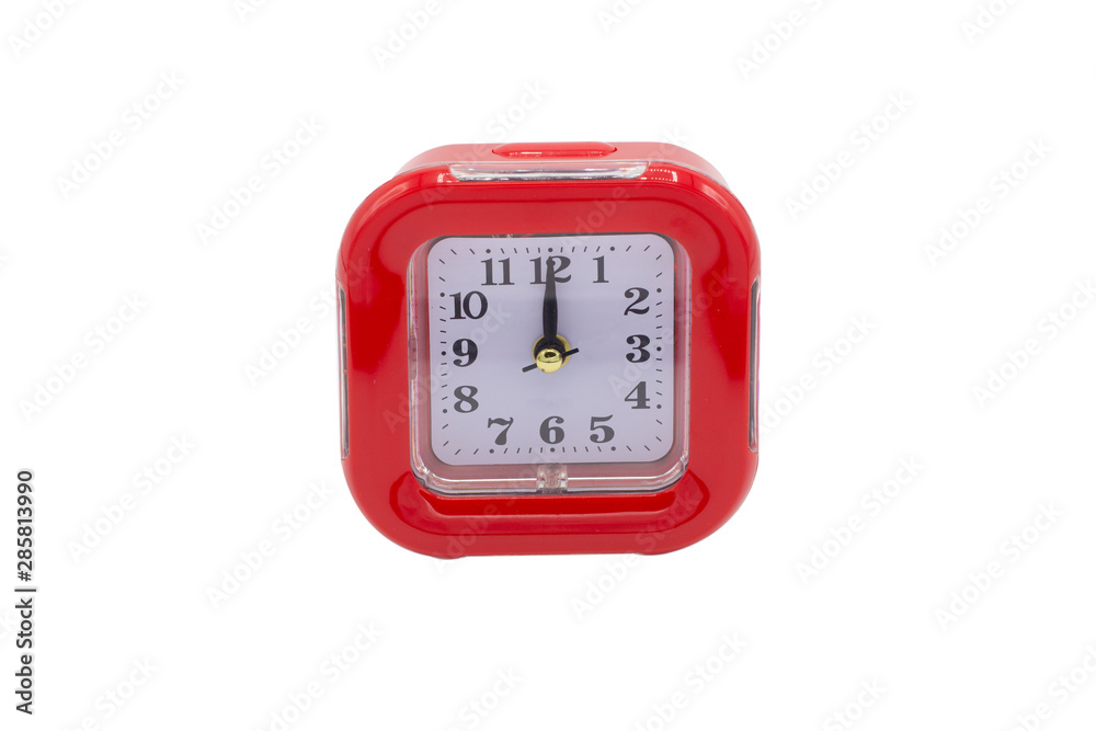 red alarm clock isolate on whit background red alarm clock isolate on whit background