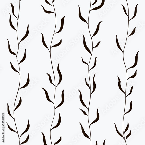 Decorative floral seamless pattern with vertical parallel stems.