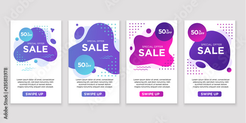 Dynamic modern fluid mobile for sale banners. Sale banner  social media post template design, Super sale special offer set .Vector illustration