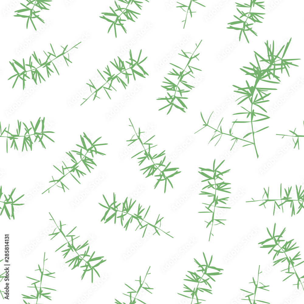 Vector herbs seamless pattern. Wild grass silhouettes background. Hand drawn vector seamless pattern with floral elements. 