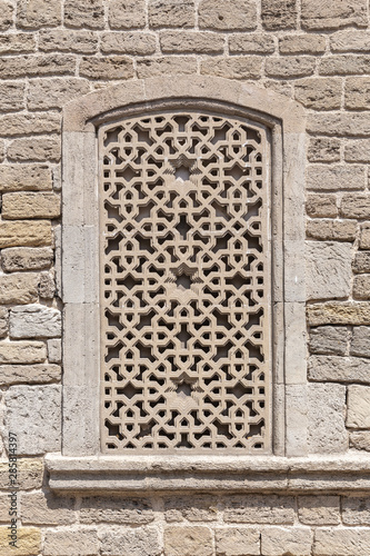 Stone patterned lattice on the window