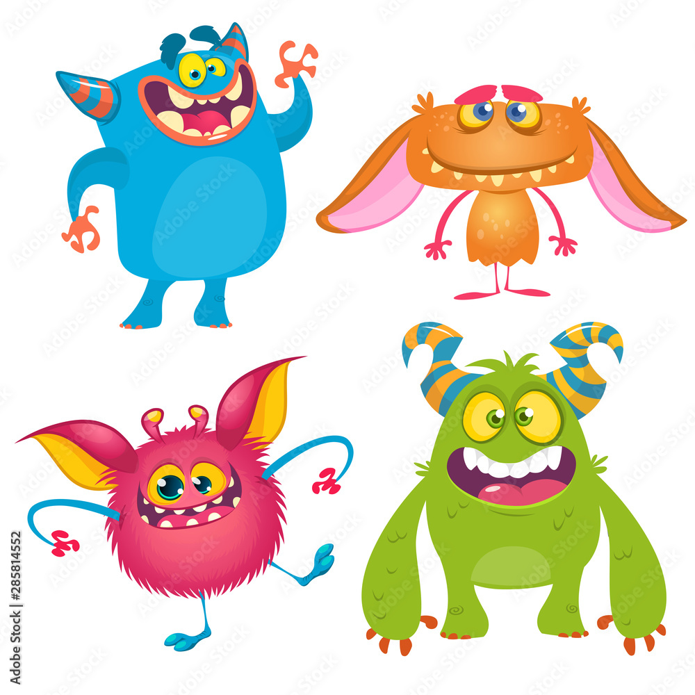 Funny cartoon monsters set. Halloween vector illustration Funny cartoon monsters set. Halloween vector illustration