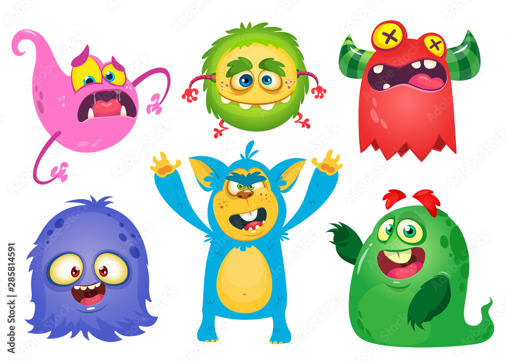 Funny cartoon monsters set. Halloween vector illustration Funny cartoon monsters set. Halloween vector illustration