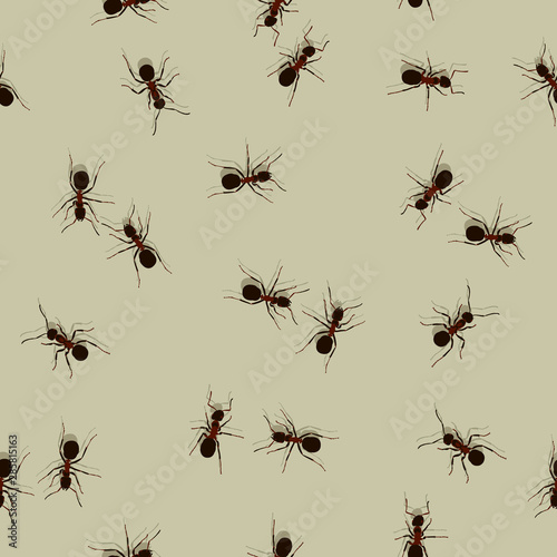 Decorative seamless pattern with ants. Stylish ant background. © Olga