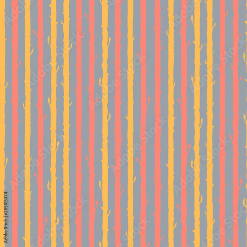 Decorative floral seamless pattern with vertical parallel stems. 