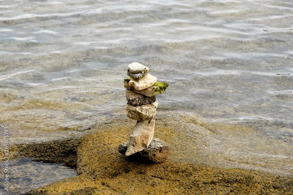 Stone games on the sea shore