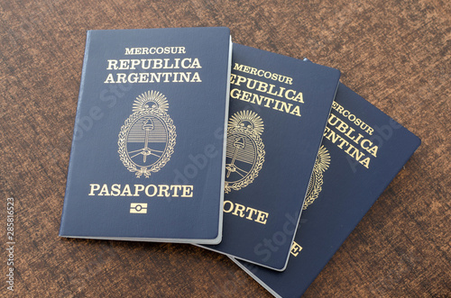 Three passports of Argentina. travel the world.