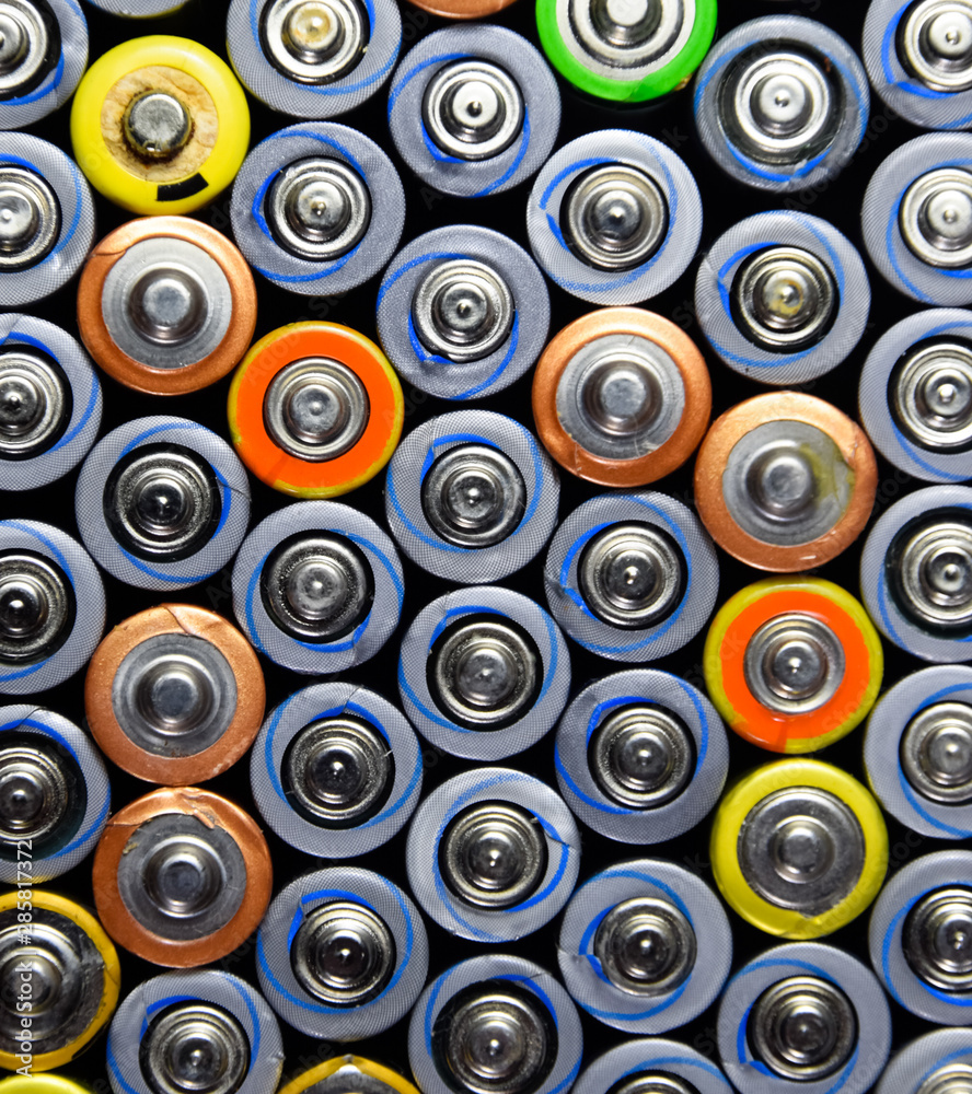Salt and alkaline batteries, source of energy for portable technology. AAA and AA batteries Salt and alkaline batteries, source of energy for portable technology. AAA and AA batteries