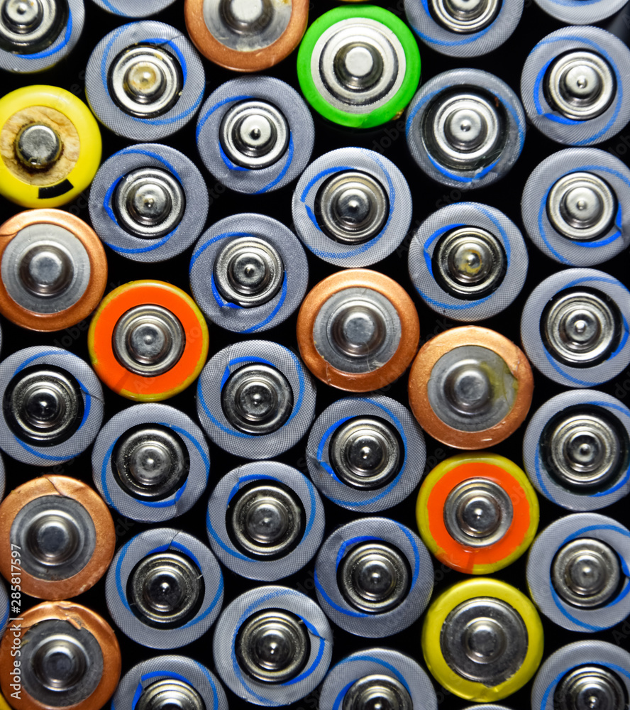 Salt and alkaline batteries, source of energy for portable technology. AAA and AA batteries Salt and alkaline batteries, source of energy for portable technology. AAA and AA batteries
