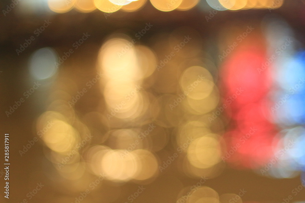 Night twilight blurred bokeh floating market water front, abstract background Night twilight blurred bokeh floating market water front, abstract background