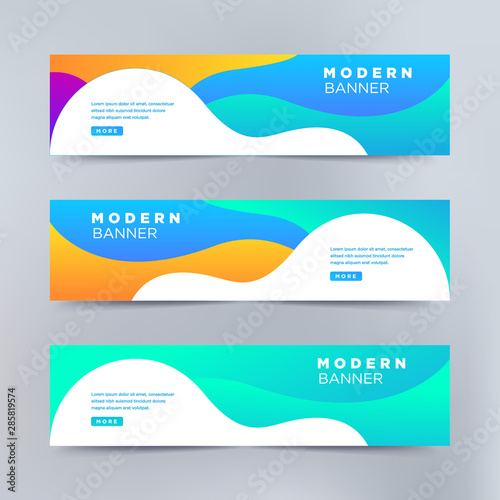 A set of Vector abstract design banner template with colorful gradient  background. footer, header and landing page website.