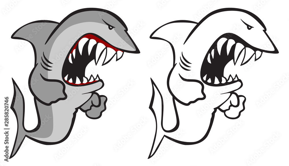 Naklejka premium Shark Cartoon Isolated Vector Illustration