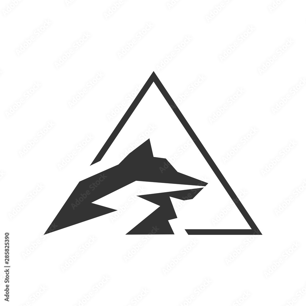 Abstract wolf silhouette combined with a triangle in one logotype