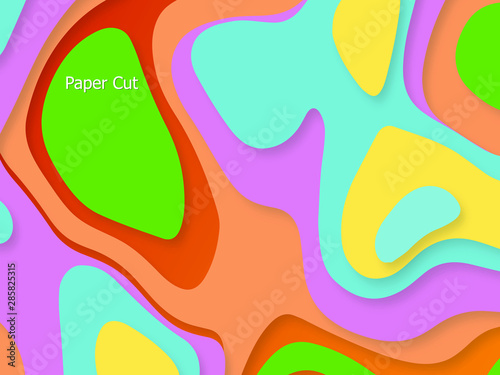 3D abstract background with Colorful paper cut shapes. Vector design layout for business presentations  flyers  posters and invitations. Colorful carving art  environment and ecology element