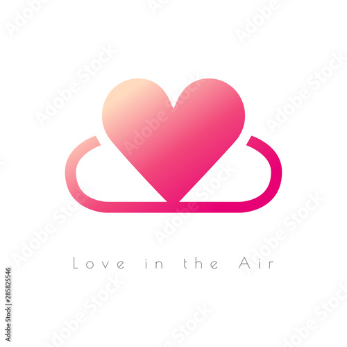 Creative combination of heart and cloud. Vector logo design.